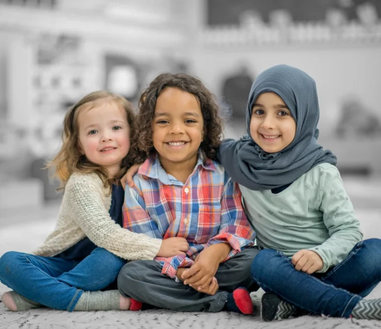 Three little girls of different races